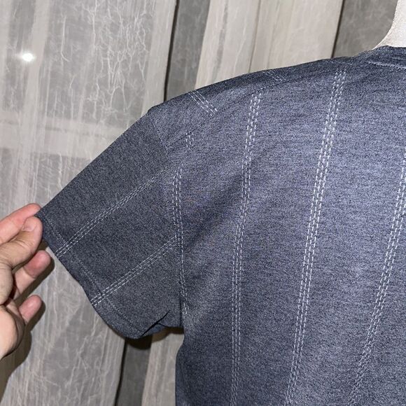 Nike M Indigo Blue White Triple Interrupted Vertical Stripe Short Sleeve Tee - Picture 7 of 9